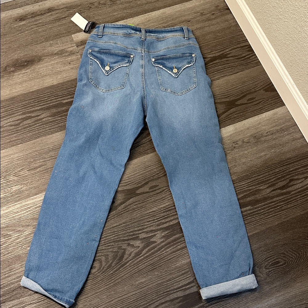 Indigo Rein Light Blue Distressed Mom Jeans - Picture 5 of 7
